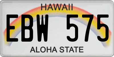 HI license plate EBW575
