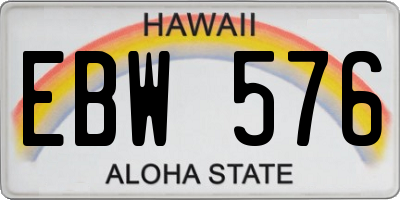 HI license plate EBW576