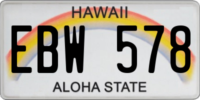 HI license plate EBW578