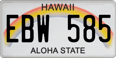 HI license plate EBW585