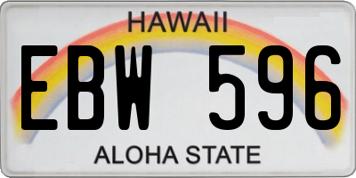 HI license plate EBW596