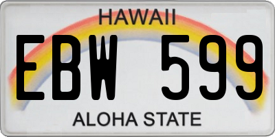 HI license plate EBW599
