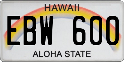 HI license plate EBW600