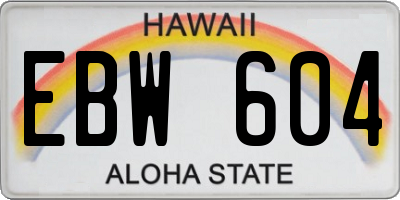 HI license plate EBW604