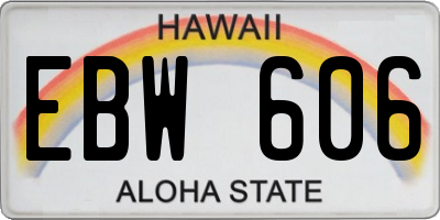HI license plate EBW606