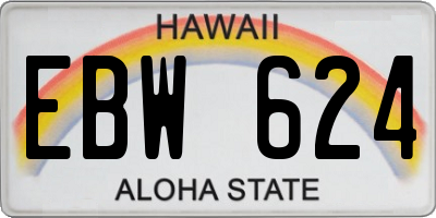 HI license plate EBW624