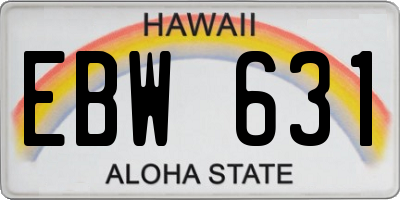 HI license plate EBW631