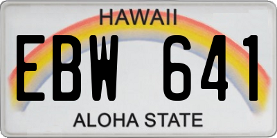 HI license plate EBW641