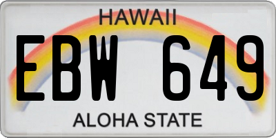 HI license plate EBW649