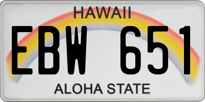 HI license plate EBW651