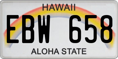 HI license plate EBW658