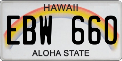 HI license plate EBW660