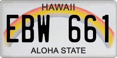 HI license plate EBW661