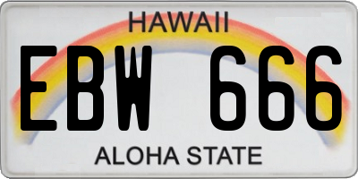 HI license plate EBW666