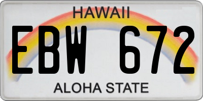 HI license plate EBW672