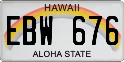 HI license plate EBW676