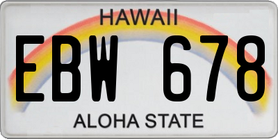 HI license plate EBW678