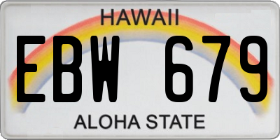 HI license plate EBW679