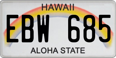 HI license plate EBW685