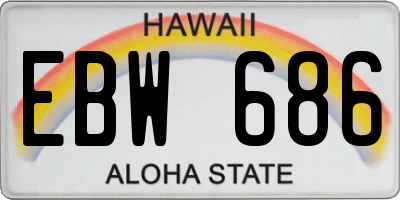 HI license plate EBW686