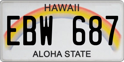 HI license plate EBW687