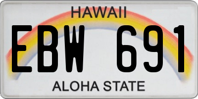 HI license plate EBW691