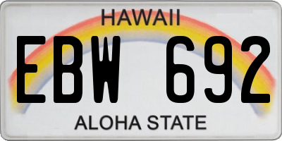 HI license plate EBW692