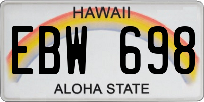 HI license plate EBW698