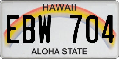 HI license plate EBW704