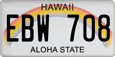 HI license plate EBW708