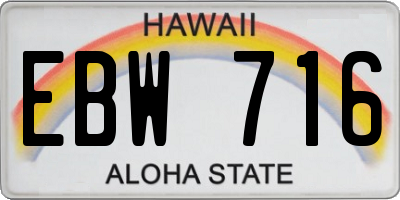 HI license plate EBW716