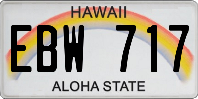 HI license plate EBW717