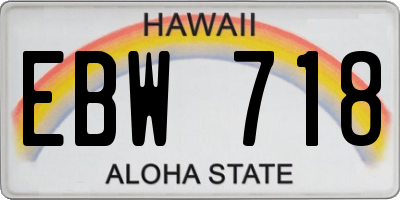 HI license plate EBW718