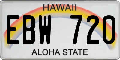 HI license plate EBW720