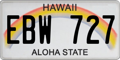 HI license plate EBW727