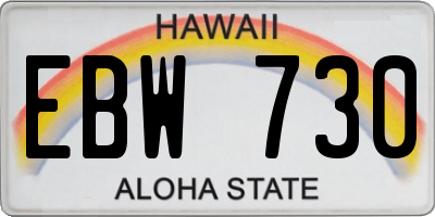 HI license plate EBW730