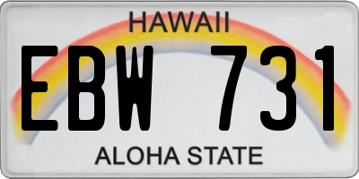 HI license plate EBW731
