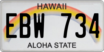 HI license plate EBW734