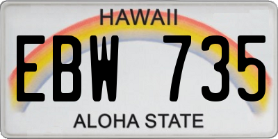 HI license plate EBW735
