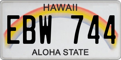 HI license plate EBW744