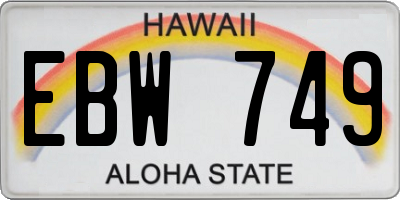 HI license plate EBW749