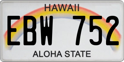 HI license plate EBW752