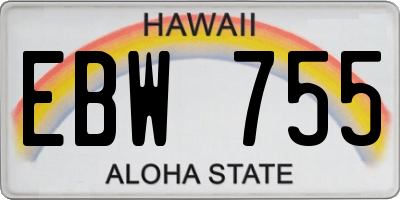 HI license plate EBW755