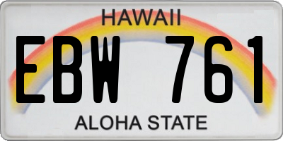 HI license plate EBW761