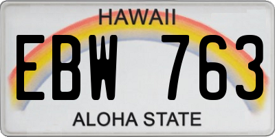 HI license plate EBW763
