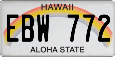 HI license plate EBW772