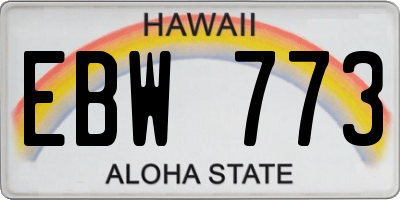 HI license plate EBW773