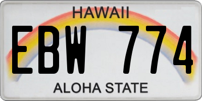 HI license plate EBW774