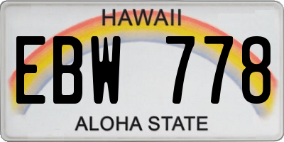 HI license plate EBW778