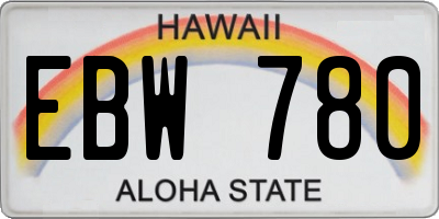 HI license plate EBW780